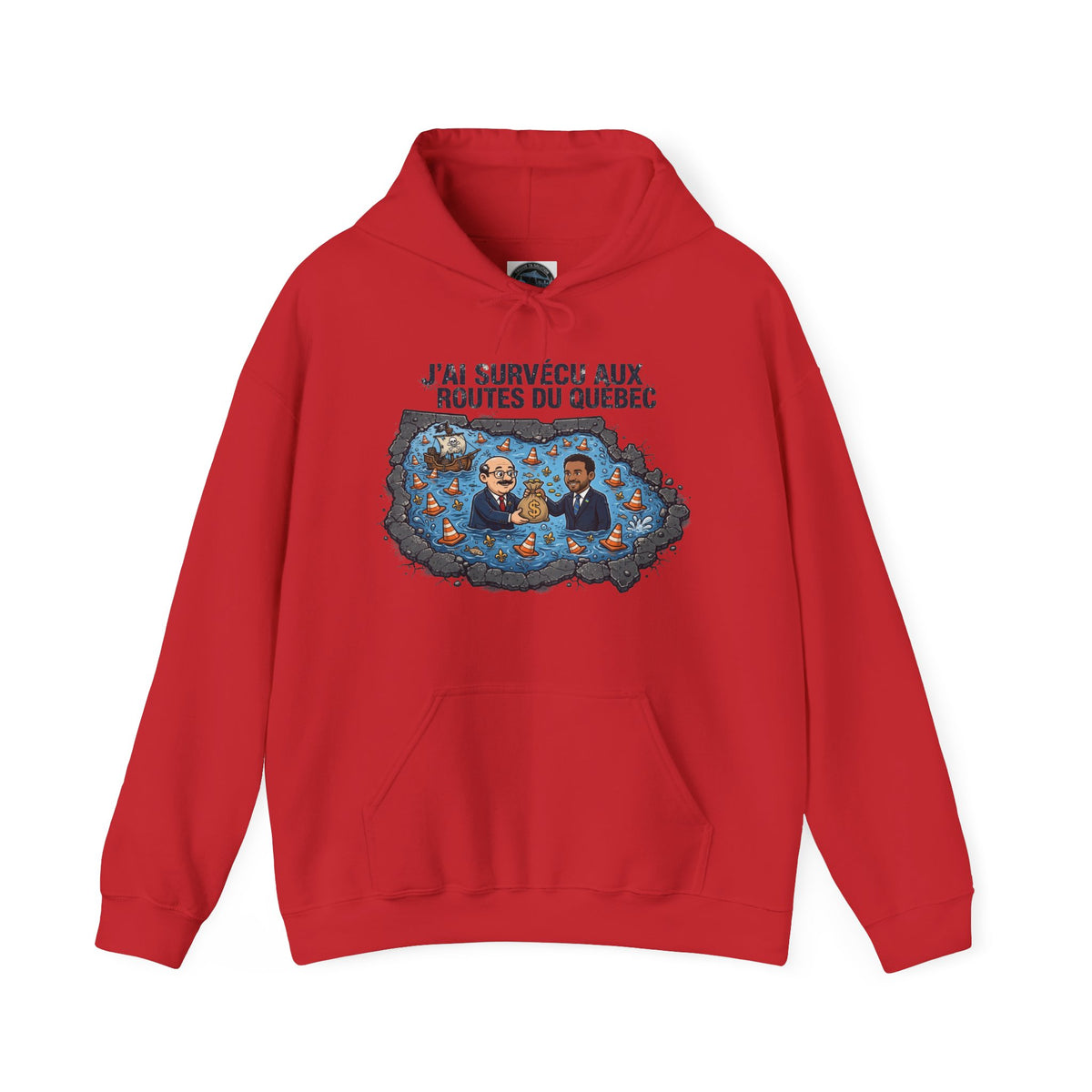Hoodie - "J'ai Survécu aux Routes du Québec" Road Trip Canada Sweatshirt