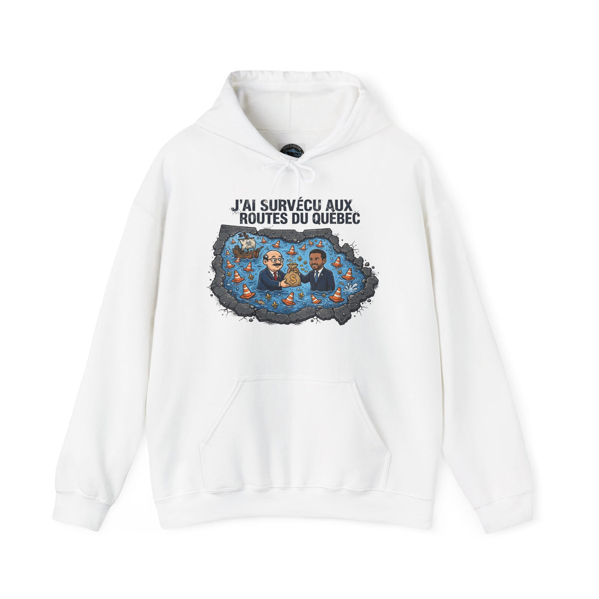 Hoodie - "J'ai Survécu aux Routes du Québec" Road Trip Canada Sweatshirt
