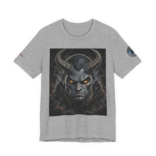 Demon Horns Graphic Tee — Fiery-Eyed Dark Demon Illustration T-Shirt