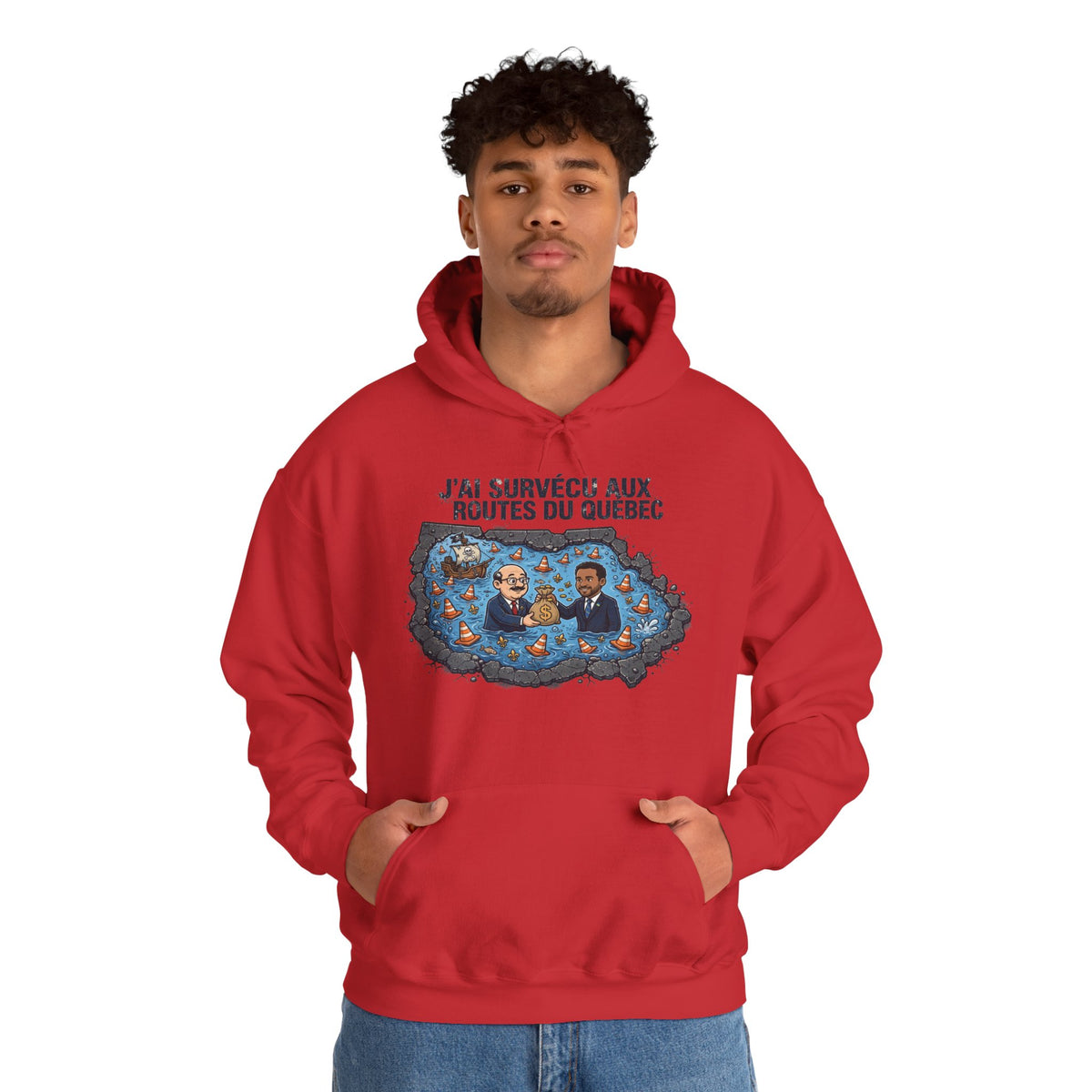 Hoodie - "J'ai Survécu aux Routes du Québec" Road Trip Canada Sweatshirt