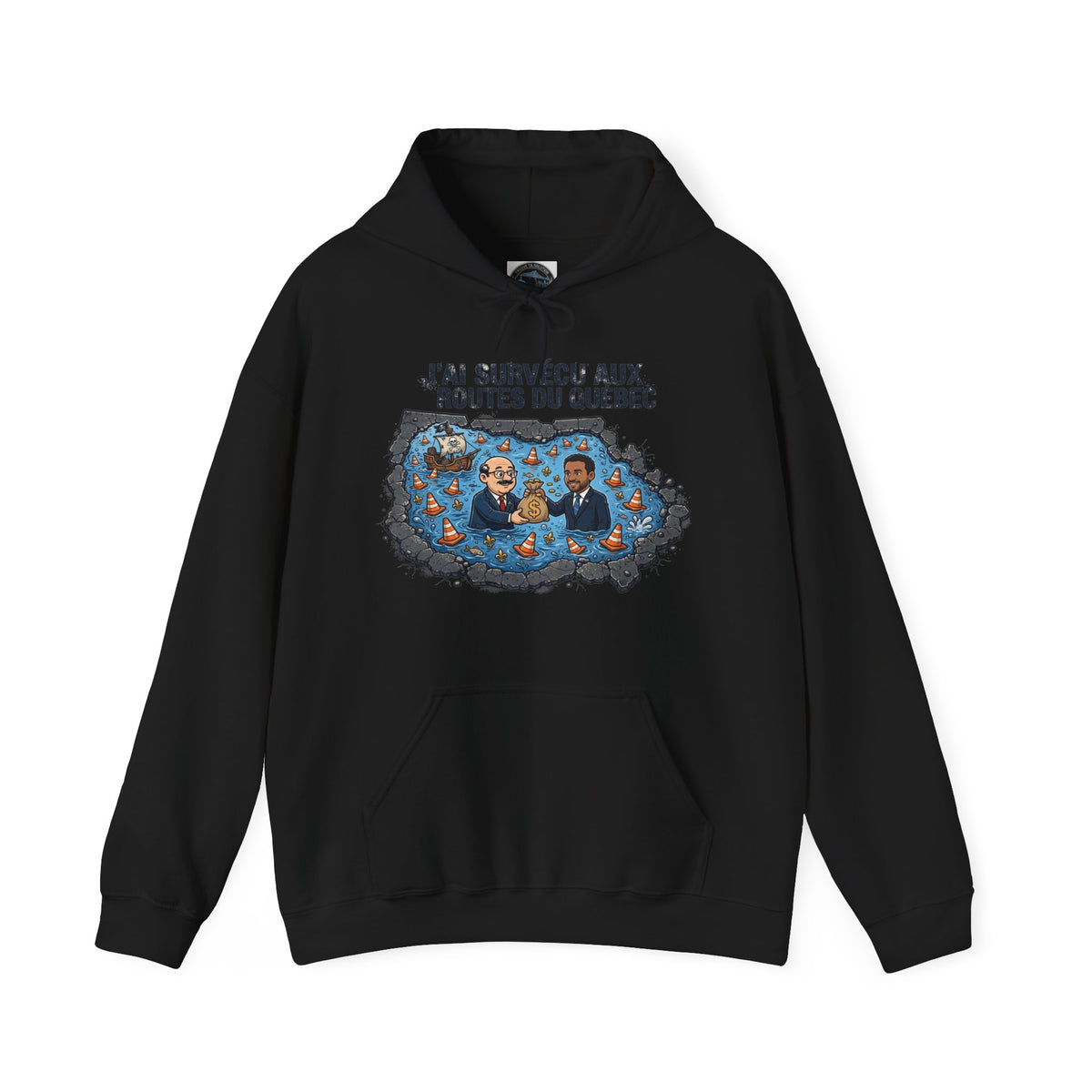 Hoodie - "J'ai Survécu aux Routes du Québec" Road Trip Canada Sweatshirt