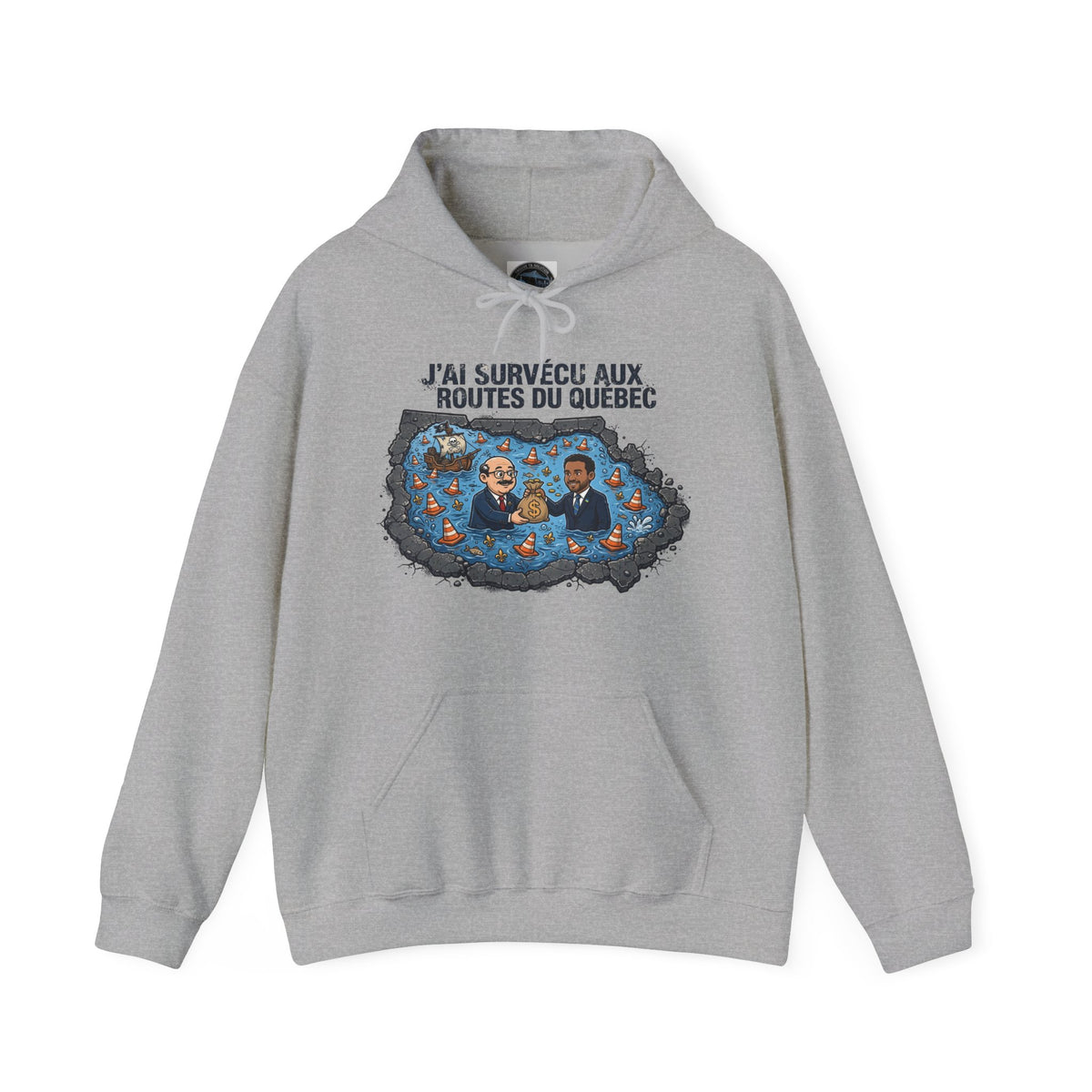 Hoodie - "J'ai Survécu aux Routes du Québec" Road Trip Canada Sweatshirt