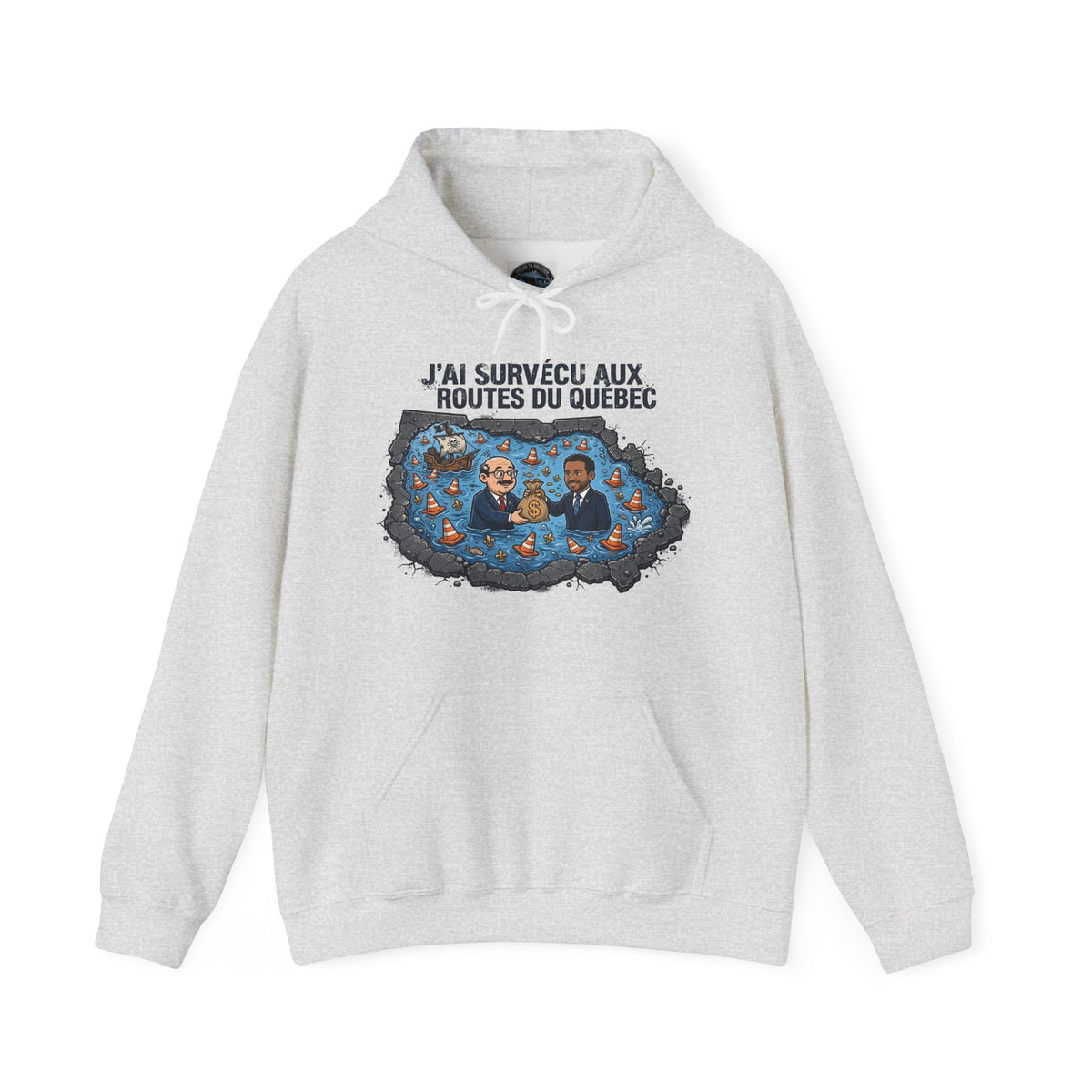Hoodie - "J'ai Survécu aux Routes du Québec" Road Trip Canada Sweatshirt